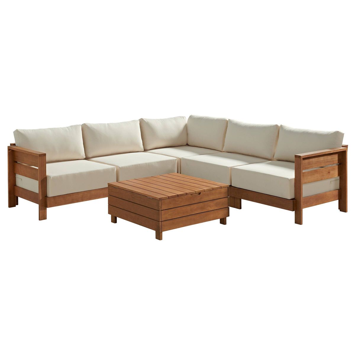 Alaterre Furniture 2pc Barton Outdoor Patio Weather Resistant Furniture Set with Sectional & Lift Top - thumbnail 2