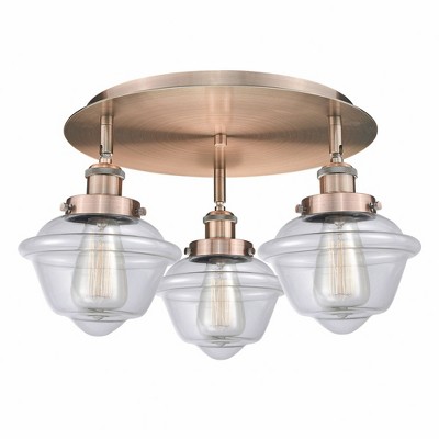 Oxford - 3 Light Flush Mount In Art Deco Style-8 Inches Tall and 18.25 Inches Wide