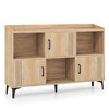 Munora Sideboard Storage Cabinet Bookcase with 3 Doors and Open Compartments, 47" x 11.5" x 32", Oak Finish - 3 of 4