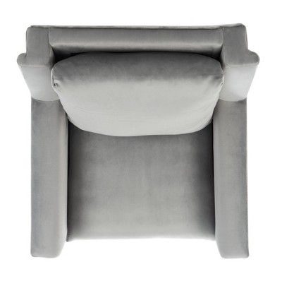 Stone Velvet and Natural Oak Mid-Century Modern Accent Chair