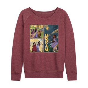 Women's - Disney - Wish Hope Dream Lightweight French Terry Wide Neck Long Sleeve Shirt - 1 of 4