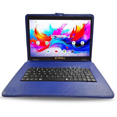 LINSAY 10.1"Octa Core  256GB Storage Android 15 Tablet with Blue Style Keyboard