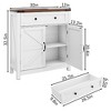 Lyngins Farmhouse Walnut  Storage Cabinet, Coffee Bar Cabinet with Drawer, Barn Doors & Adjustable Shelf, Accent Kitchen Cabinet, Buffet Cabinet - 2 of 4