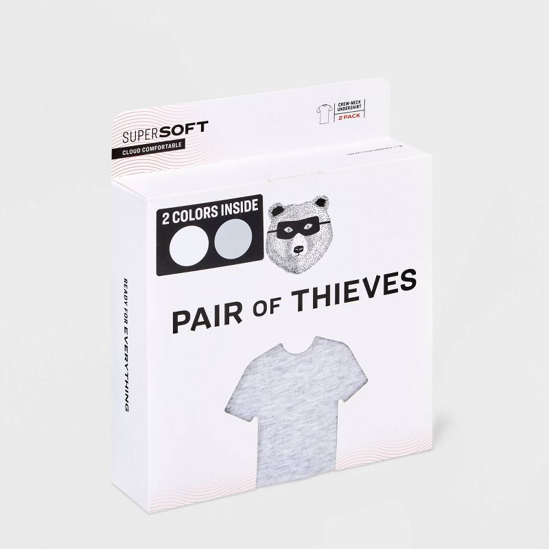 Pair of Thieves Men's 2pk Crew Undershirt - Gray/White, 4 of 6