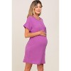 PinkBlush Violet Ribbed Front Pocket Dolman Short Sleeve Maternity Dress - 2 of 4