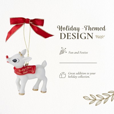 White and Red Baby's First Christmas Reindeer Ornament