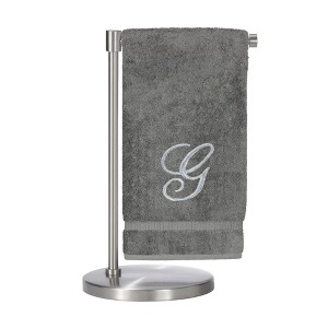BC BARE COTTON Monogrammed Bath Towel, Personalized Gift, 27 x 54 inches - Set of 1 - Gray - Silver Script - 1 of 1