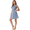Allegra K Women's Denim Button Down Lapel Belted A-line Tank Dress - 4 of 4