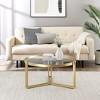 Modern Glam Tray Top Round Glass Coffee Table Gold - Saracina Home - 4 of 4