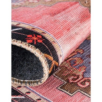 Pink and Blue Octagon Chenille Flat Woven Area Rug