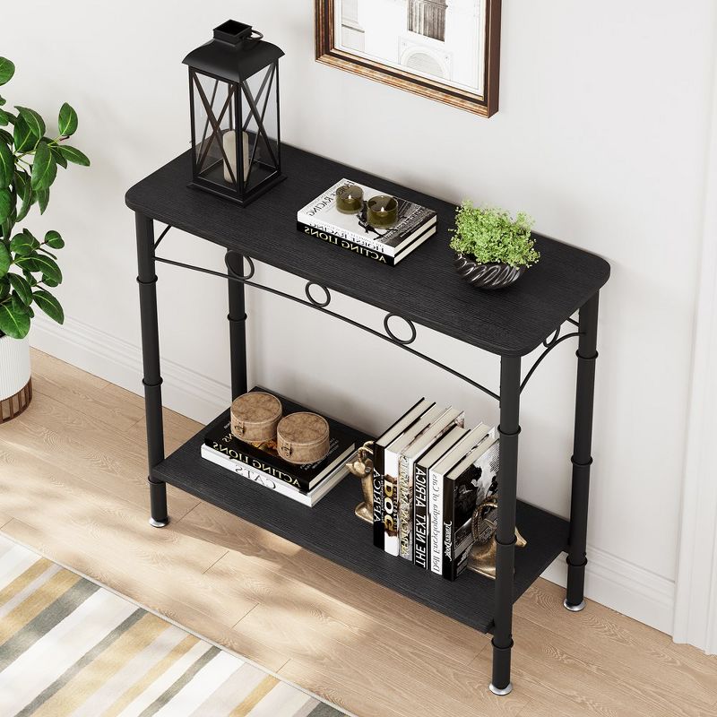 Small Console Table, 31.5" L x 11.8" W x 31.8" H Sofa Table with Storage, 2 Tier Behind Couch Table for Living Room, Entryway, Hallway, Foyer - Black, 5 of 8
