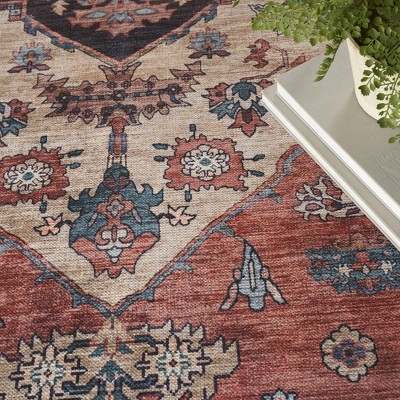 Ivory and Brick 5' x 7' Reversible Flat Woven Synthetic Rug