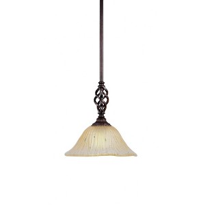 Toltec Lighting Elegante 1 - Light Pendant in  Dark Granite with 10" Amber Crystal  Shade - 1 of 1