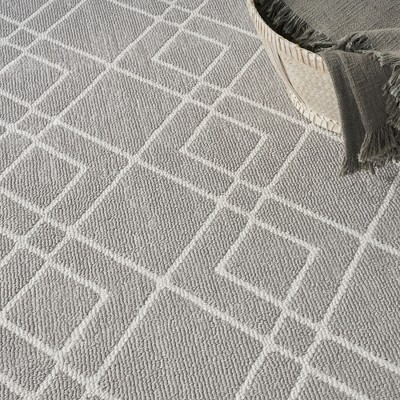 Modern Geometric Silver Synthetic 8' x 10' Easy-Care Rug