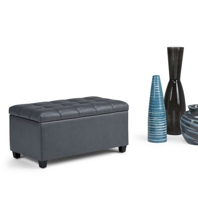 CAVINAS Faux Leather Storage Ottoman Bench with Tufted Diamond Detail,Modern Storage Ottoman,Storage Benches for Living Room,Bedroom