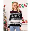 Clearlove Family Christmas Sweater Crew Neck Reindeer Snowflakes Knitted Pullover for Women - 3 of 4