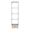 Okak Modern Display Case, Quick-assembly Bookshelf with 4 Shelves and Drawer, Cube Storage Organizer for Living Room and Bedroom, White&Oak - 3 of 4