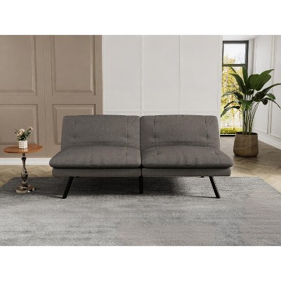 Dyonery 70" Memory Foam Folding Convertible Linen Futon Sofa Couch,Detachable Cushion,Adjustable Backrest, for Living Room,Office,Apartment, Black