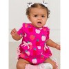 RuffleButts Baby Girls Knit Short Sleeve Bow Bubble Romper - 3 of 4