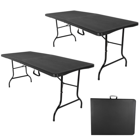 Folding Table Set - Set of 2 Lightweight Portable Tables - Small Plastic  Desk for Camping, Playing Cards, Crafting, and More by Everyday Home (Black)