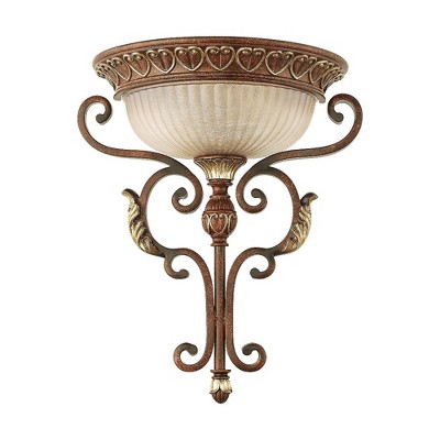 Villa Verona Bronze and Aged Gold Leaf 1-Light Wall Sconce