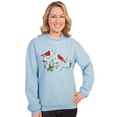 Collections Etc Embroidered Winter Cardinal Sweatshirt