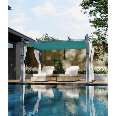 Aluminum Pergola w/ Retractable Canopy - Heavy-Duty UV-Resistant for Deck, Backyard