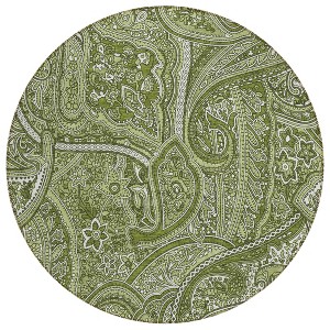 Artichoke Green And Olive Green Paisley Washable Indoor Outdoor Area Rug - 1 of 4