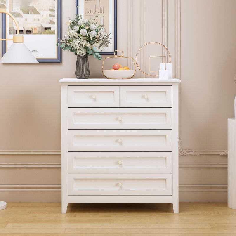 Modern 6/4/7 Drawer Dresser with Wooden Leg and Retro Round Pull Handle - ModernLuxe, 2 of 13