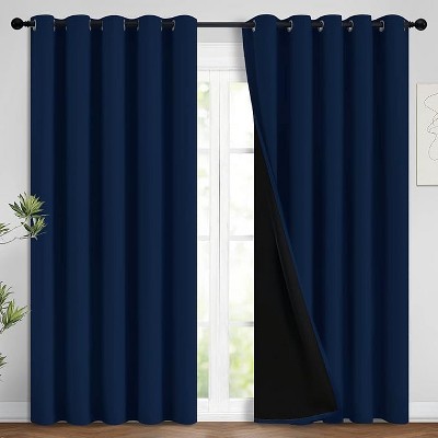 Yakamok Room Darkening Thermal Insulated Blackout Curtains for Bedroom (62Wx84L,Navy Blue 2 Panels)