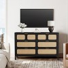 Rattan 6 Drawer Dresser for Bedroom with Metal Handles,Farmhouse Wood Storage Chest of Drawers,Black - 4 of 4