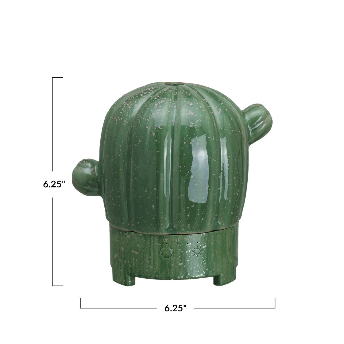 Storied Home Stoneware Cactus Oil Diffuser with Timer, Green - thumbnail 2
