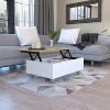 Vynxaria Lift Top Coffee Table - Stylish Storage with Four Legs in White/Light Oak - 2 of 4