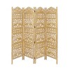Traditional 4 Panel Fine Carved Room Divider Screen Gold - Olivia & May: Hand-Applied Foil, Artisan Crafted - 2 of 4