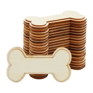 Genie Crafts 24 Pack Wooden Dog Bones for Crafts, Unfinished Wood Slice Cutouts for Gift Tags, 4.1 x 2.2 Inches - 1 of 4