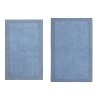 Luxury Reversible Bathroom Rugs Set, Washable Rug, Soft Cotton Extra Soft and Absorbent bath Rug, Non-Slip Bath Mat Set, 2 Pcs Set(M+L), Blue - 2 of 4