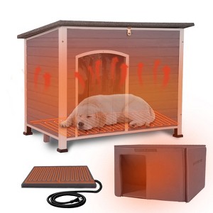 Aivituvin 43.3"L Heated Large Wooden Dog House| Metal Frame-AIR43-M-HP - 1 of 4