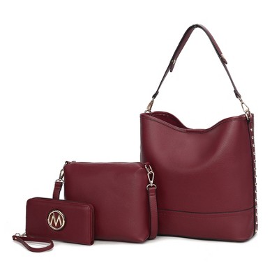 MKF Collection Wren Vegan Leather Women’s Hobo with Pouch and Wristlet Wallet by Mia K- 3 pieces