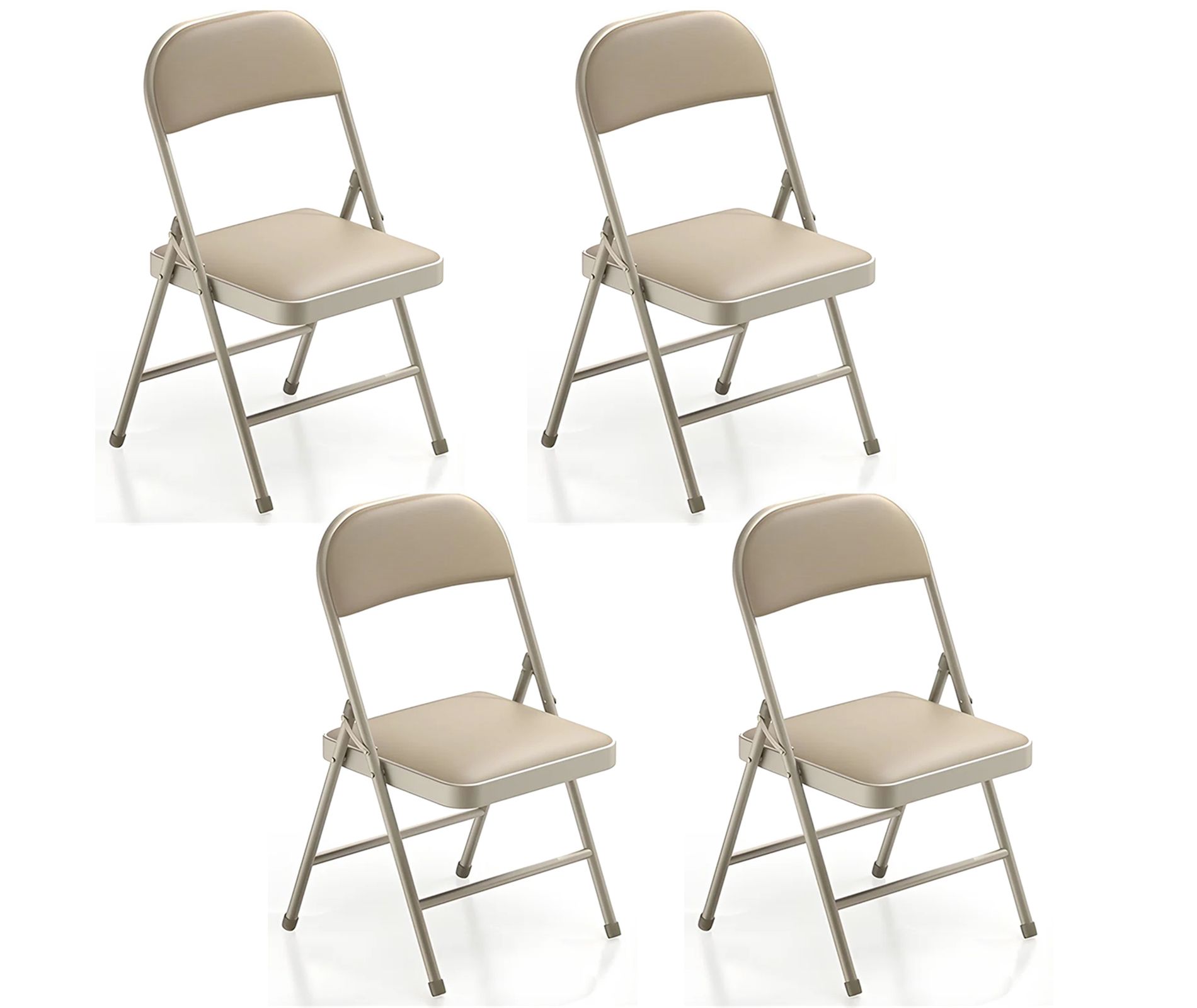 SUGIFT 4-Pack Heavy Duty Metal Folding Chairs with Padded Seat & Back, Portable for Indoor/Outdoor Events, Office, Wedding, Party, Beige, 330 lbs