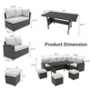 7-Piece Outdoor Patio Furniture Set, 9 Seat PE Rattan Patio Furniture Set with Dining Table & Ottomans, Waterproof & Splash-Proof Seat Cushions - 2 of 4
