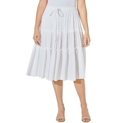 Catherines Women's Plus Size Tiered Midi Skirt