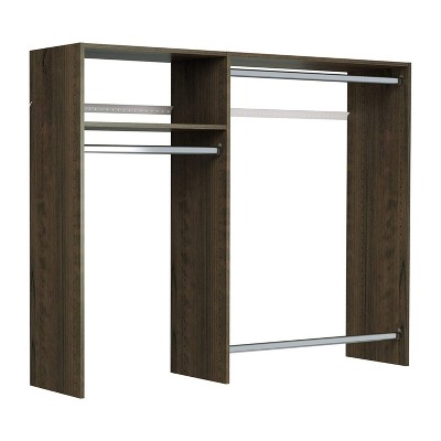 Easy Track Hanging Closet Wardrobe Storage Clothing Organizer Rod Rack System Kit for Bedroom, Truffle