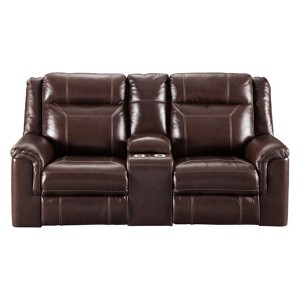 Wyline Power Reclining Loveseat/Console/Adjustable Headrest Coffee Brown - Signature Design by Ashley