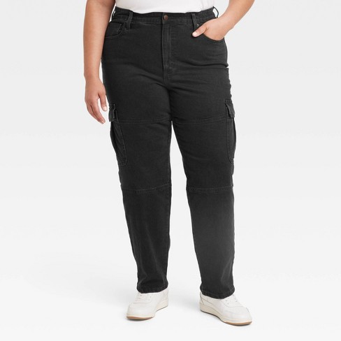 Women's High-rise 90's Straight Cargo Jeans - Universal Thread™ Black 17 :  Target