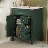24"W Bathroom Vanity with Ceramic Sink, Small Bathroom Storage Cabinet with 2 Drawers & Adjustable Shelf - ModernLuxe - 2 of 4