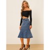 INSPIRE CHIC Women's High Waist Fishtail Ruffle Denim Jean Skirt - 2 of 4
