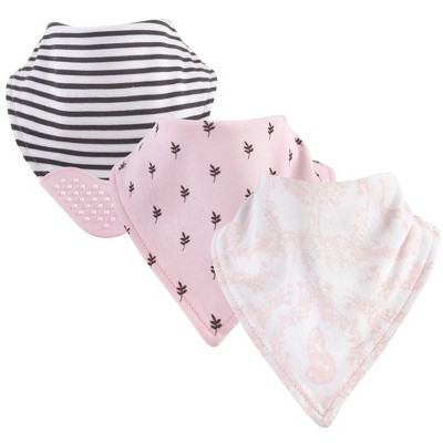 Image of Yoga Sprout Baby Girl Cotton Bandana Bibs 3pk, Lace Garden, One Size