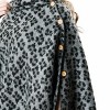 Women's Reversible Leopard Print Fringe Button Wrap Shawl Pullover - Top It Off - 2 of 2