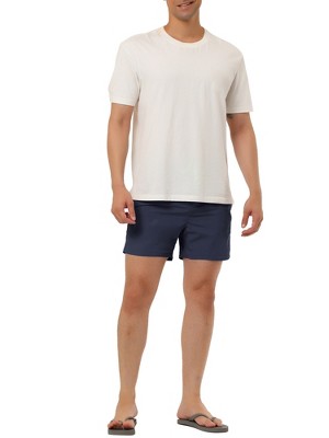 TATT 21 Men's Summer Casual Solid Color Mesh Lining Drawstring Waist Swimwear Shorts Navy Blue 38 — фото 2