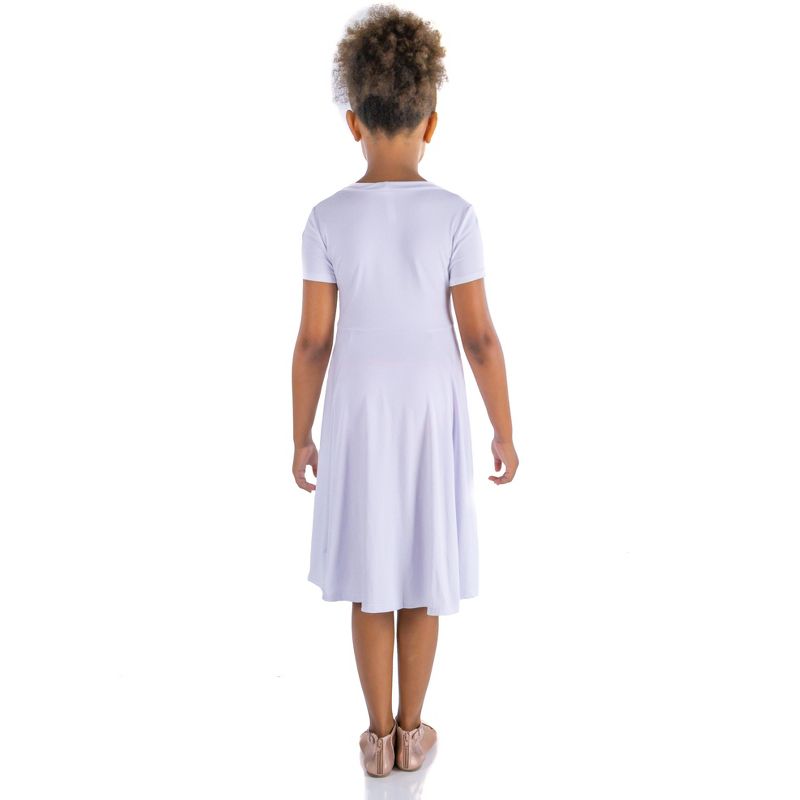 24seven Comfort Apparel Girls Flowy Short Sleeve Girls Dress, 3 of 5